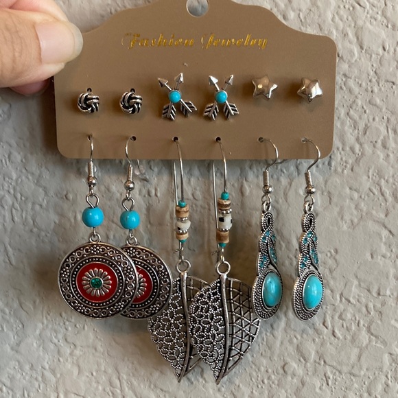 6 Pairs of Earrings, Bohemian Style - NEW - Picture 1 of 3